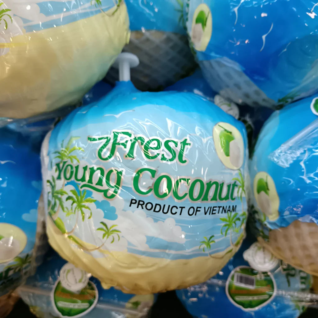 Young Fresh Coconut with Straw Pack of 1