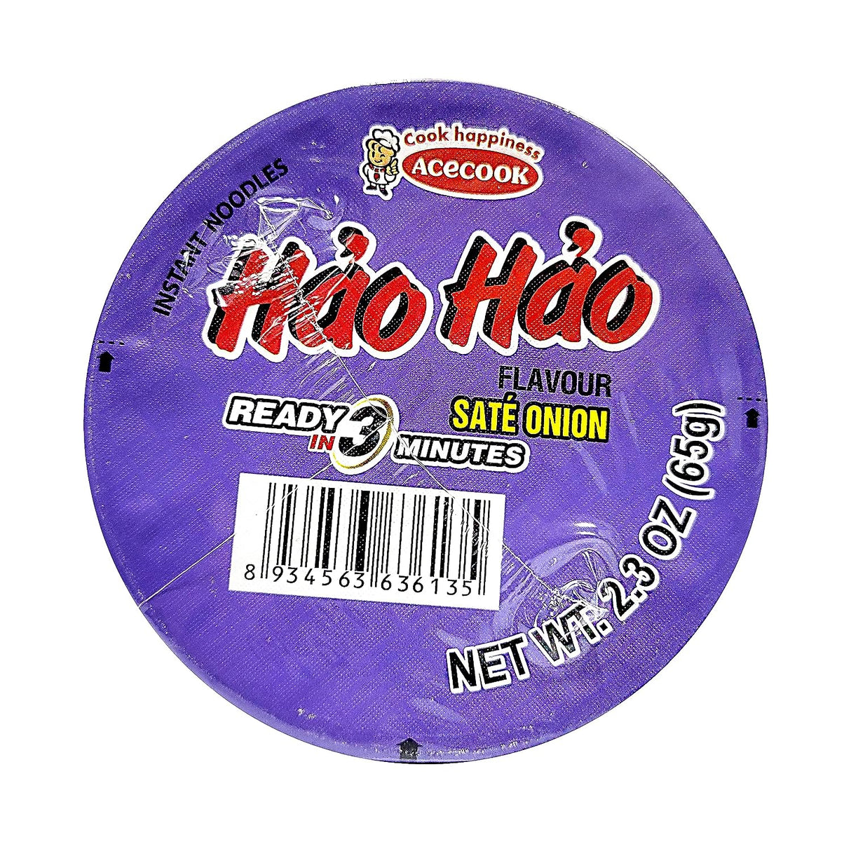 ACECOOK Hao Hao Instant Noodles Cups - Sate Onion Flavor, 12 Cups X 2.29 OZ - Pinsot