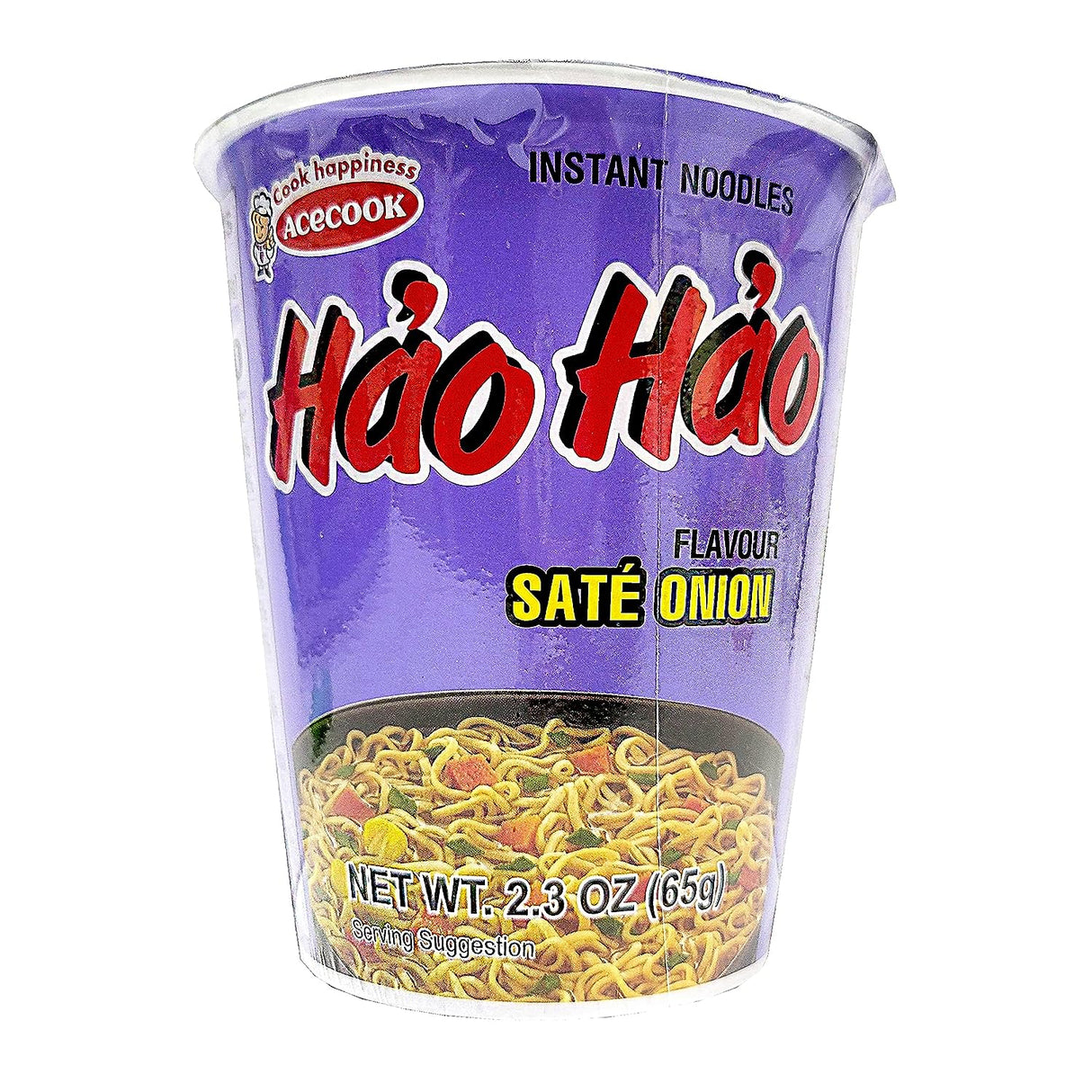 ACECOOK Hao Hao Instant Noodles Cups - Sate Onion Flavor, 12 Cups X 2.29 OZ - Pinsot