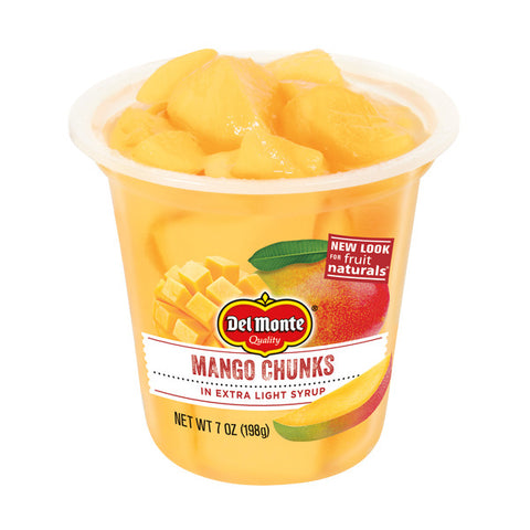 Del Monte Fruit Naturals Mango Chunks in Extra Light Syrup 7 oz cup, pack of 8