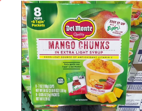 Del Monte Fruit Naturals Mango Chunks in Extra Light Syrup 7 oz cup, pack of 8