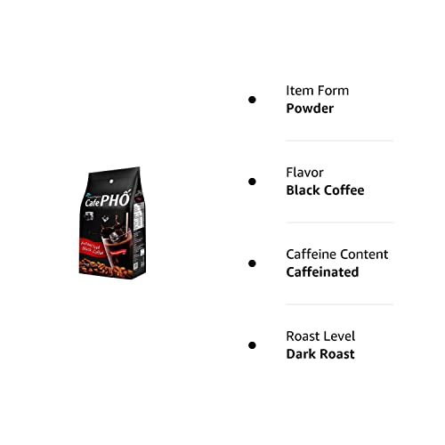 Cafe Pho Vietnamese Instant Coffee Mix, Iced Black Coffee, Cafe Den Da, Single Serve Coffee Packets, Bag of 18 Sachets, Pack of 1