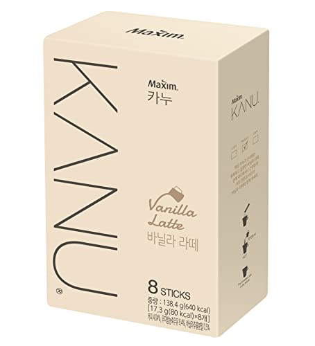 Maxim KANU Vanilla Latte 8 Sticks - Korean Instant Sweet Coffee (138.4g x 8)