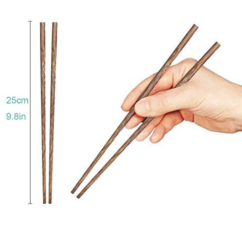 10-Pairs Wooden Chopsticks, Dishwasher Safe Chopstick,ReusableNatural Healthy, Chinese Classic Style for Kitchen, Dining Room, Gourmet, Noodles (9.8 Inch)
