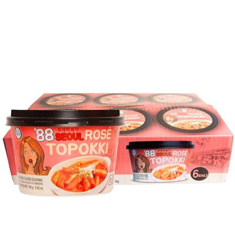 Surasang Rose Tteokbokki, Korean Spicy Rice Cakes with Sweet and Mild Rose Flavor, Pack of 6