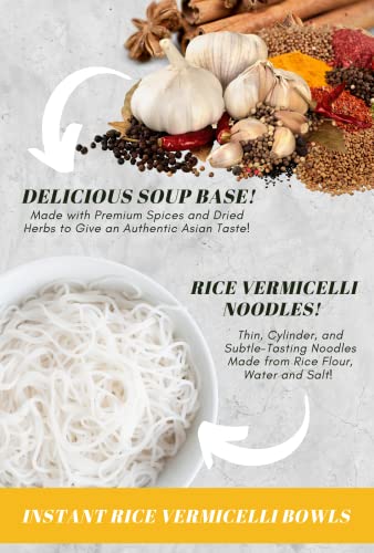SIMPLY FOOD Instant Pork and Bamboo Shoot Rice Vermicelli Noodles (Bún Măng Giò Heo) - 9 BOWLS/ 70g each – Thin, White, Round, Rice Vermicelli Noodles in a Delicious Pork and Bamboo Shoot Broth