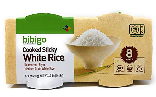 Bibigo Restaurant-Style Cooked Sticky White Rice - Pack of 1 - 6 Bowls at 7.4 oz each