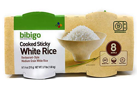 Bibigo Restaurant-Style Cooked Sticky White Rice - Pack of 1 - 6 Bowls at 7.4 oz each