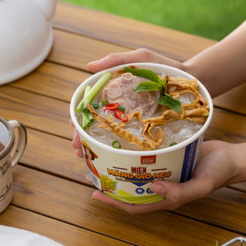 SIMPLY FOOD Instant Pork and Bamboo Shoot Glass Noodles (Mi_n M_ng Gi˜ Heo T™) - 9 BOWLS/ 55g each Ð Delicious, Clear Glass Vermicelli Noodles in a Flavorful Pork Broth