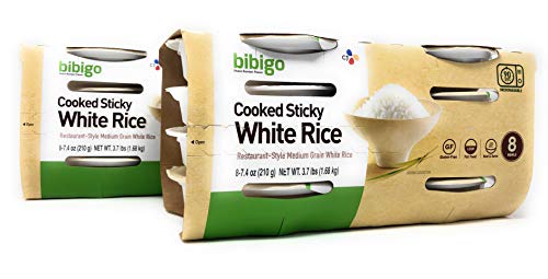 Bibigo Restaurant-Style Cooked Sticky White Rice - Pack of 1 - 6 Bowls at 7.4 oz each