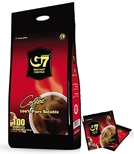 Trung Nguyen — G7 Instant Coffee — 100% Soluble Coffee — Pure Black — Strong and Bold — Instant Vietnamese Coffee (100 Packets per Bag))