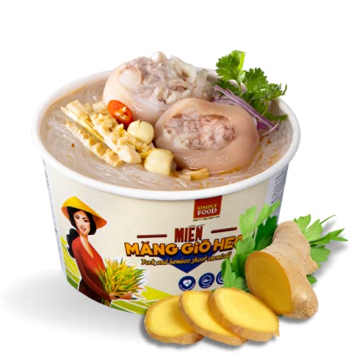 SIMPLY FOOD Instant Pork and Bamboo Shoot Glass Noodles (Mi_n M_ng Gi˜ Heo T™) - 9 BOWLS/ 55g each Ð Delicious, Clear Glass Vermicelli Noodles in a Flavorful Pork Broth