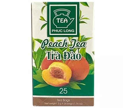 Phuc Long Peach Black Tea Teabag (25s x 2g) 50g - Peach tea is marinated from black tea and extracted from natural peach flavor, when brewing the tea with the scent of peach, red tea and sweet taste