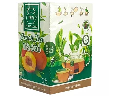 Phuc Long Peach Black Tea Teabag (25s x 2g) 50g - Peach tea is marinated from black tea and extracted from natural peach flavor, when brewing the tea with the scent of peach, red tea and sweet taste