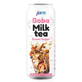 Jans Boba Milk Tea Brown Sugar Flavor, Thick Sweet and Creamy Milk tea beverages with tapioca bubble boba, milky boba taiwanese tea 16.9 fl oz per can (Pack of 1)