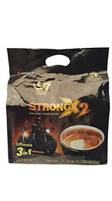 Trung Nguyen — G7 Strong X2 3 in 1 Instant Coffee — Roasted Ground Coffee Blend w/Non-dairy Creamer and Sugar — Strong and Bold — Instant Vietnamese Coffee (24 Single Serve Packets)