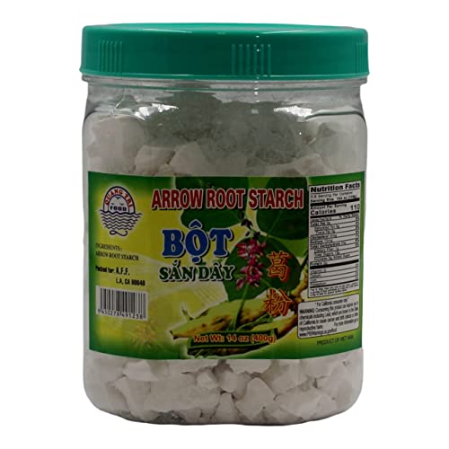 Arrowroot Bot San Day Asian Thickener. Snack Sized Chunks of Crunchy Arrow Root Starch, 14 oz Jar.