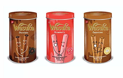 Wasuka Wafer Rolls Cappuccino Flavor Premium Snack with 100% Natural ingredient and pure satisfaction healthy and natural wafer rolls - 10.58oz Tin Package Creamy recipe. Since 1994 (Pack of 1)
