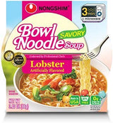 Nongshim Bowl Instant Noodle Soup Assorted Bundle Sampler | 6 Flavors: Shin Bowl, Lobster, Spicy Shrimp, Spicy Kimchi, Spicy Chicken, Hot & Spicy (6 - Pack)