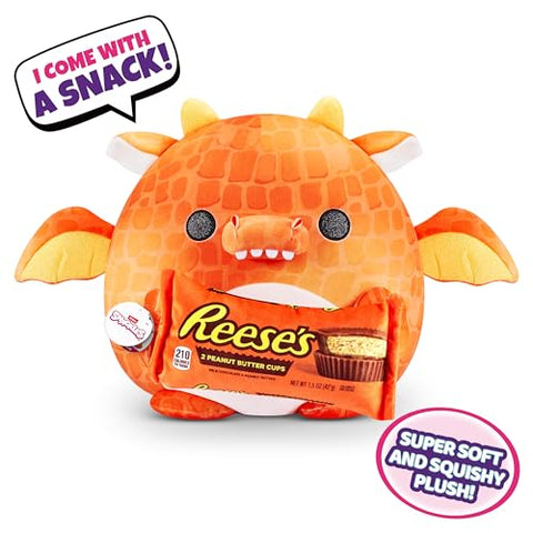 Snackles (Reese's Pieces) Dragon Super Sized 14 inch Plush by ZURU, Ultra Soft Plush, Collectible Plush with Real Licensed Brands, Stuffed Animal