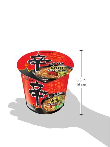 Nongshim Gourmet Spicy Shin Instant Ramen Noodle Cup, 6 Pack, Chunky Vegetables, Premium Microwaveable Ramen Soup Mix