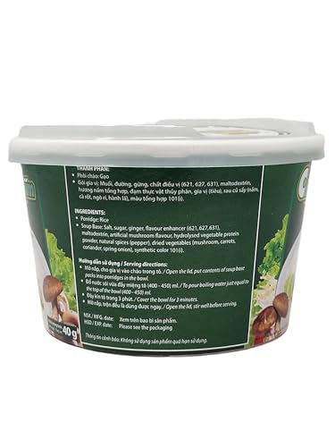 Instant Mushroom Rice Porridge Vegetarian Congee - Cháo Nấm Chay Hương Xưa - Include Six - 1.41 Oz Premium Soup