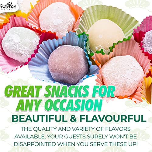 Japanese Mochi 8 Variety Pack: Boba Milk Tea, Taro, Sesame, Hamimelon, Lychee, Green Tea, Peanut & Red Bean in Fusion Select Gift Box