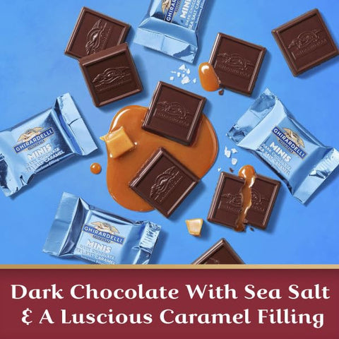 GHIRARDELLI Premium Chocolate Assortment - Milk, Dark, Sea Salt, Caramel and 60% Cacao Squares, 23.8 oz Bag