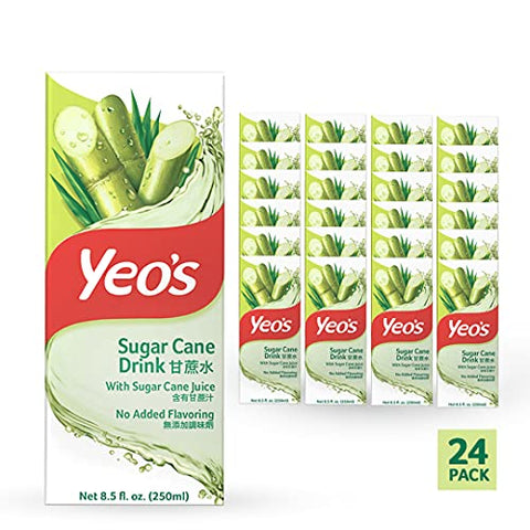 Yeo's Sugar Cane Drink with No Added Flavoring, Pack of 24 8.5 Fl Oz Cartons - Natural Energy Drink Full of Antioxidants and Minerals - Premium Raw Sugarcane Juice Drink with Caramel