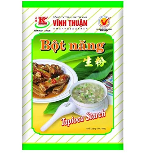 Vinh Thuan Bot Nang (Tapioca Starch) 400g - Tapioca flour is also used in recipes for Asian-European dishes in restaurants or in the family with stir-fried dishes, soups or rolls...