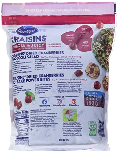 Ocean Spray Whole Craisins Dried Cranberries (64 Oz),64 Ounce (Pack of 36)