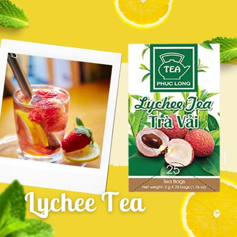 Phuc Long Tea Bag - Lychee Flavored Tea - Trà Túi Lọc Hương Vải Box of 25 pack x 2g
