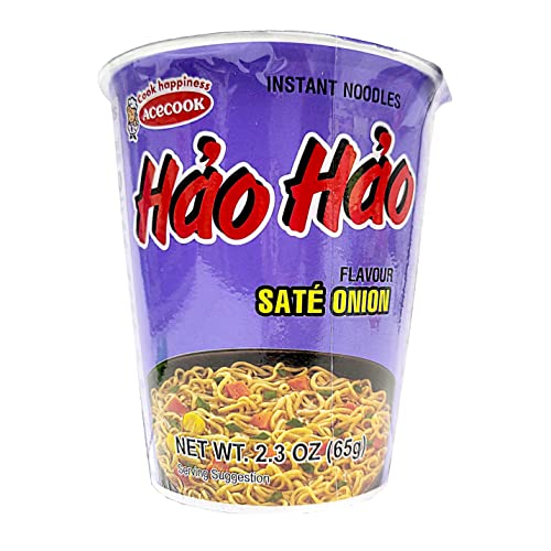 ACECOOK Hao Hao Instant Noodles Cups - Sate Onion Flavor / Mi Ly Sate Hanh 12 Cups X 2.29 OZ (Sate Onion)