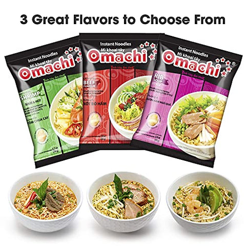 OMACHI Golden Potato Noodles - Braised Pork Rib Flavor - Made with Natural Ingredients (Braised Pork Rib, Pack of 5)