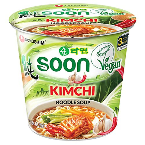 Nongshim Vegan Noodle Cup Combo Shin Ramyun Noodle Soup 3 packs + Soon Kimchi Noodle Soup 3 packs / Total 6 Packs