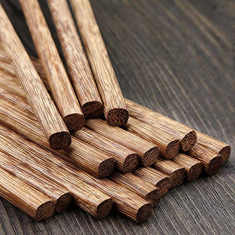 10-Pairs Wooden Chopsticks, Dishwasher Safe Chopstick,ReusableNatural Healthy, Chinese Classic Style for Kitchen, Dining Room, Gourmet, Noodles (9.8 Inch)