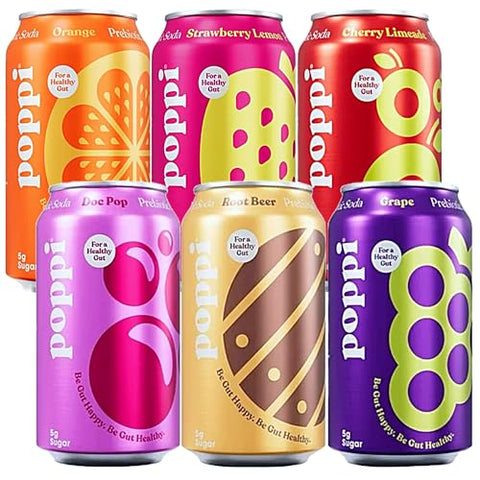 Soda Pop Bundled with Poppi Prebiotic Soda Variety Pack (12 fl. oz 6 Pack.)