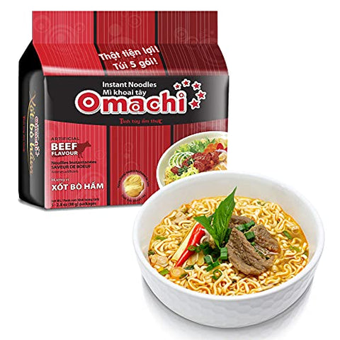 OMACHI Golden Potato Noodles - Beef Stew Flavor - Made with Natural Ingredients (Beef Stew, Pack of 5)