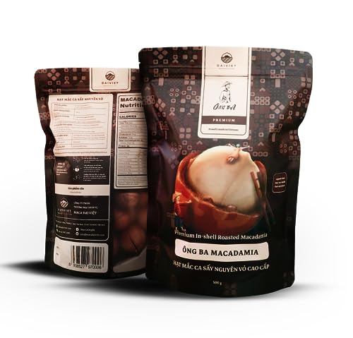 Ong Ba Premium Vietnamese Roasted Macadamia Nuts, Unsalted, In-shell | 500g | 17.6 oz |