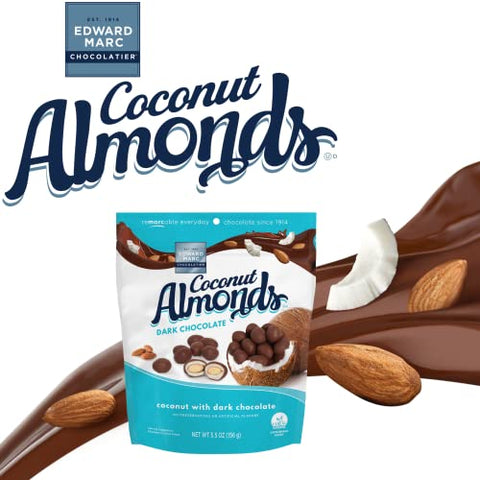 Edward Marc Chocolatier Coconut Almonds Dark Chocolate 32 oz. (1 bag of 32 oz.)