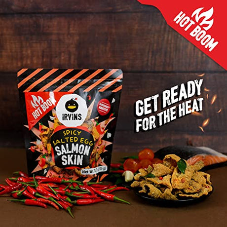 IRVINS Salted Egg Spicy "Hot Boom" Salmon Skin Chips Crisps 105g