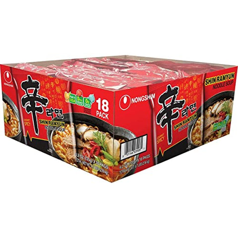 Nongshim Shin Ramyun Noodle Soup, 4.20 Ounce (Pack of 18)
