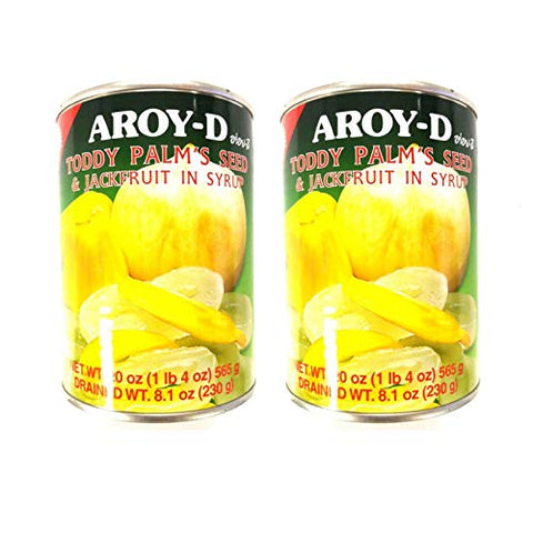 Aroy-D Canned Fruits (Toddy Palm's Seed & Jackfruit in Syrup, 2 Pack)