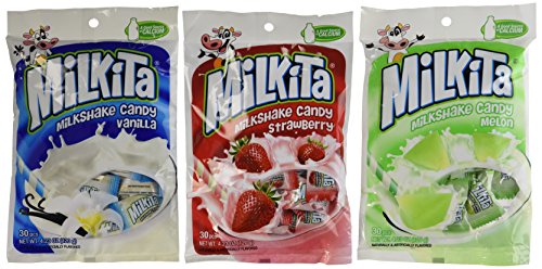 Unican Milkita Candy Variety Pack: Classic Milk, Strawberry, Melon Flavors