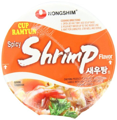 Nongshim Noodle Cup, Spicy Shrimp, 2.36 Ounce (Pack of 6)