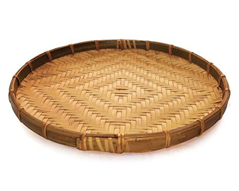 3 Sets of Vietnam Traditional Handmade Round Rattan Wicker Serving Basket Trays Food Kitchen Home Decor