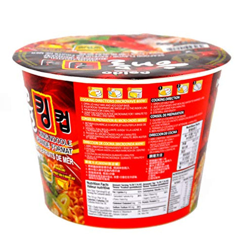 Paldo Fun & Yum Il Poom Seafood Instant Big Cup Noodles with Spicy Seafood Based Broth, Best Oriental Style, Original Korean Ramyun Bowl, K-Food, 일품 해물라면 킹 컵 110g (3.88 oz) x 6 Pack