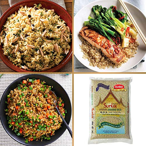 Sunlee Brown Jasmine Rice - 5 lbs Long Grain Brown Rice, Fragrant Aroma, Great for Vegans & Vegetarians, Naturally Gluten-Free
