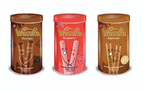 Wasuka Wafer Rolls Strawberry Flavor Premium Snack with 100% Natural ingredient and pure satisfaction healthy and natural wafer rolls - 10.58oz Tin Package Creamy recipe. Since 1994 (Pack of 1)
