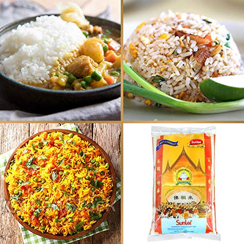 Sunlee Thai Jasmine Rice - 5 Lbs. Long Grain White Rice, Aromatic Thai Hom Mali, Great for Vegans & Vegetarians, Naturally Gluten-Free